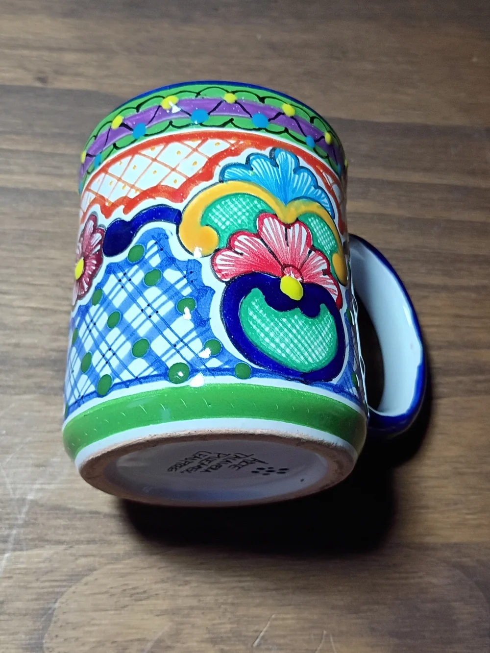 Hand-Painted Floral Ceramic Mug By Arte Talavera PueMex Lead Free